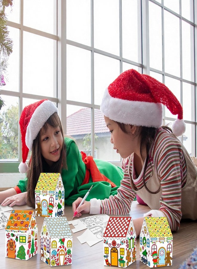80UncleKimby 25Sets Christmas Gingerbread House Coloring Kit Cardboard Houses to Color with Twines Xmas DIY Painting Arts Crafts Classroom Activities Holiday Party Favors Bulk - Image 4